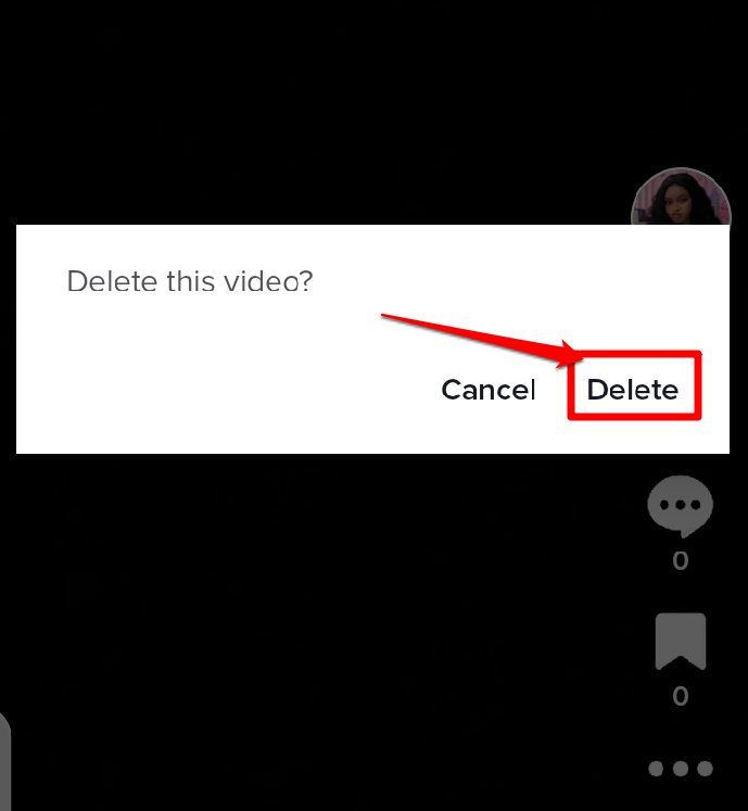 Picture showing the confirmation screen to delete TikTok videos