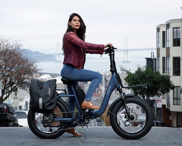 woman on electric bike