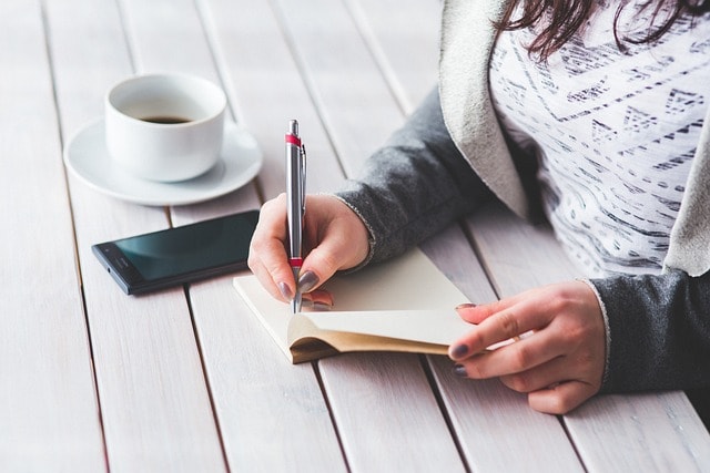 A student doing creative writing.