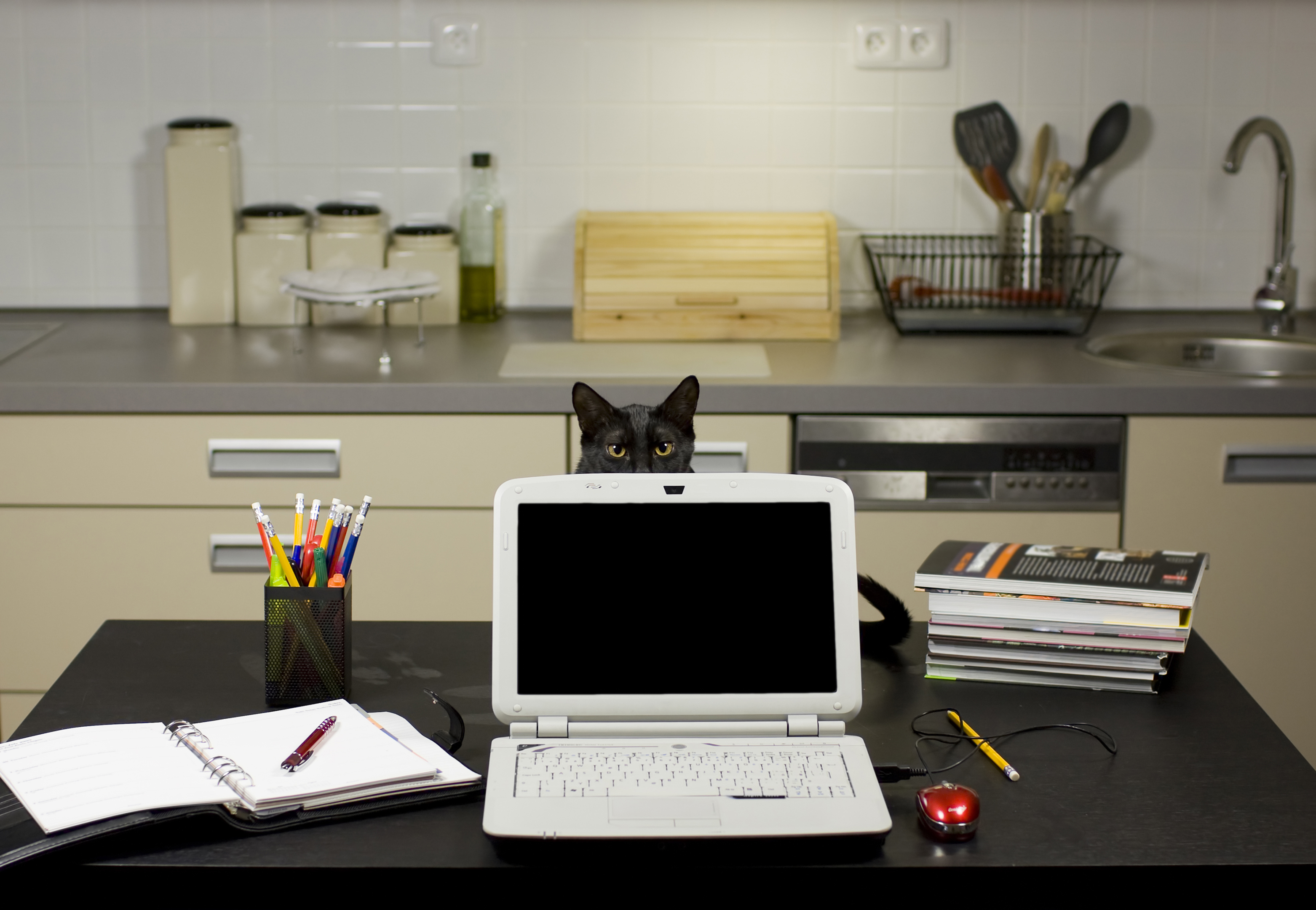 Home office in kitchen