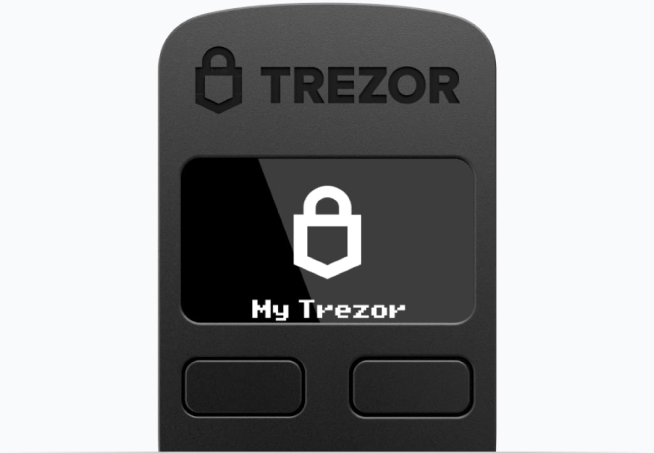 The Trezor Model One, ideal for beginners in cryptocurrency.