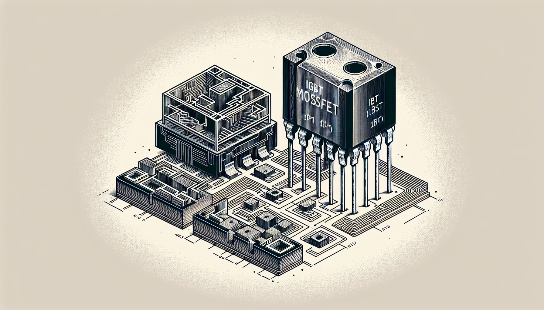 Illustration of IGBT and MOSFET transistors