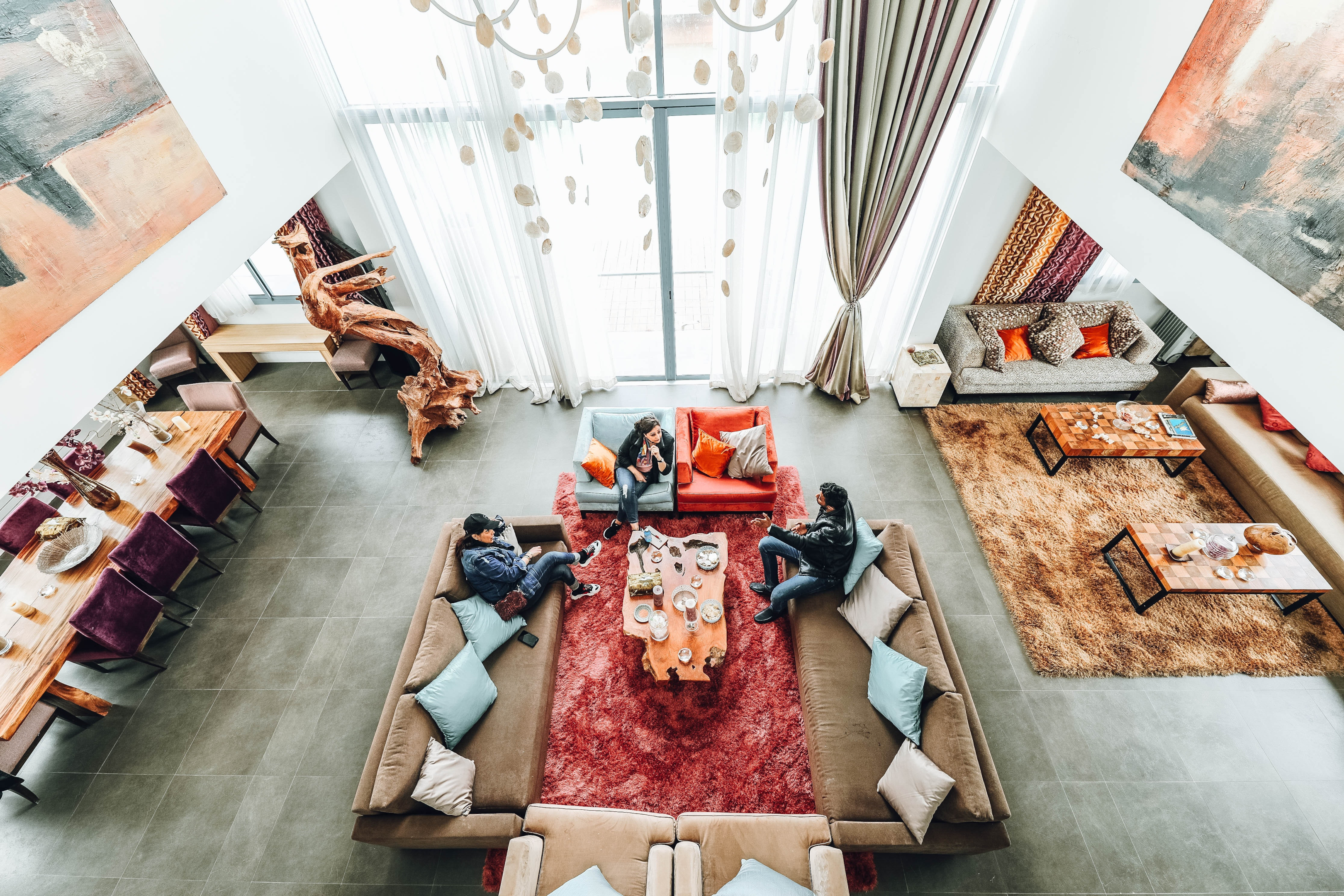 top view of a living room