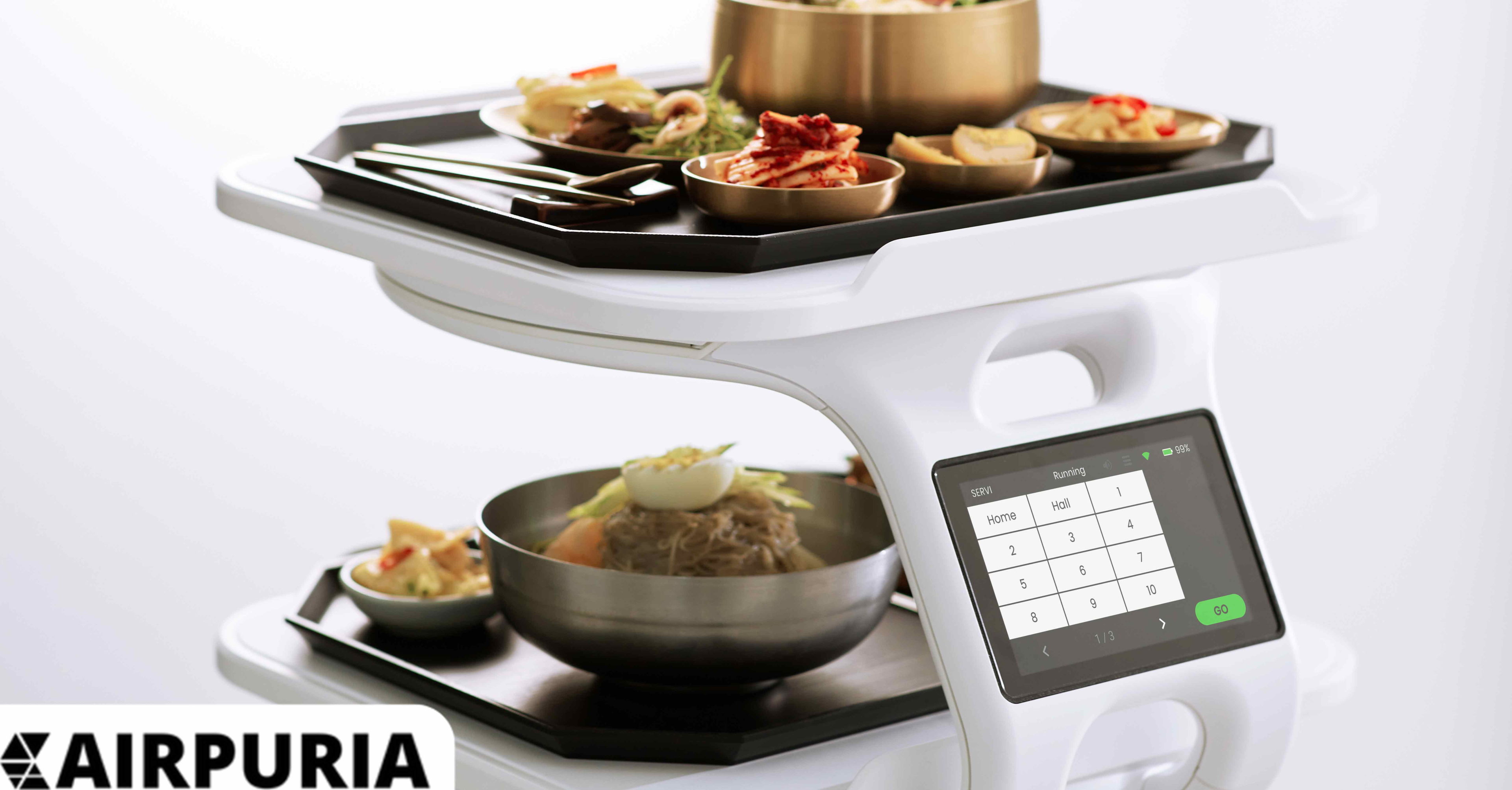 Image of a company relying on technology - food service robot Servi 