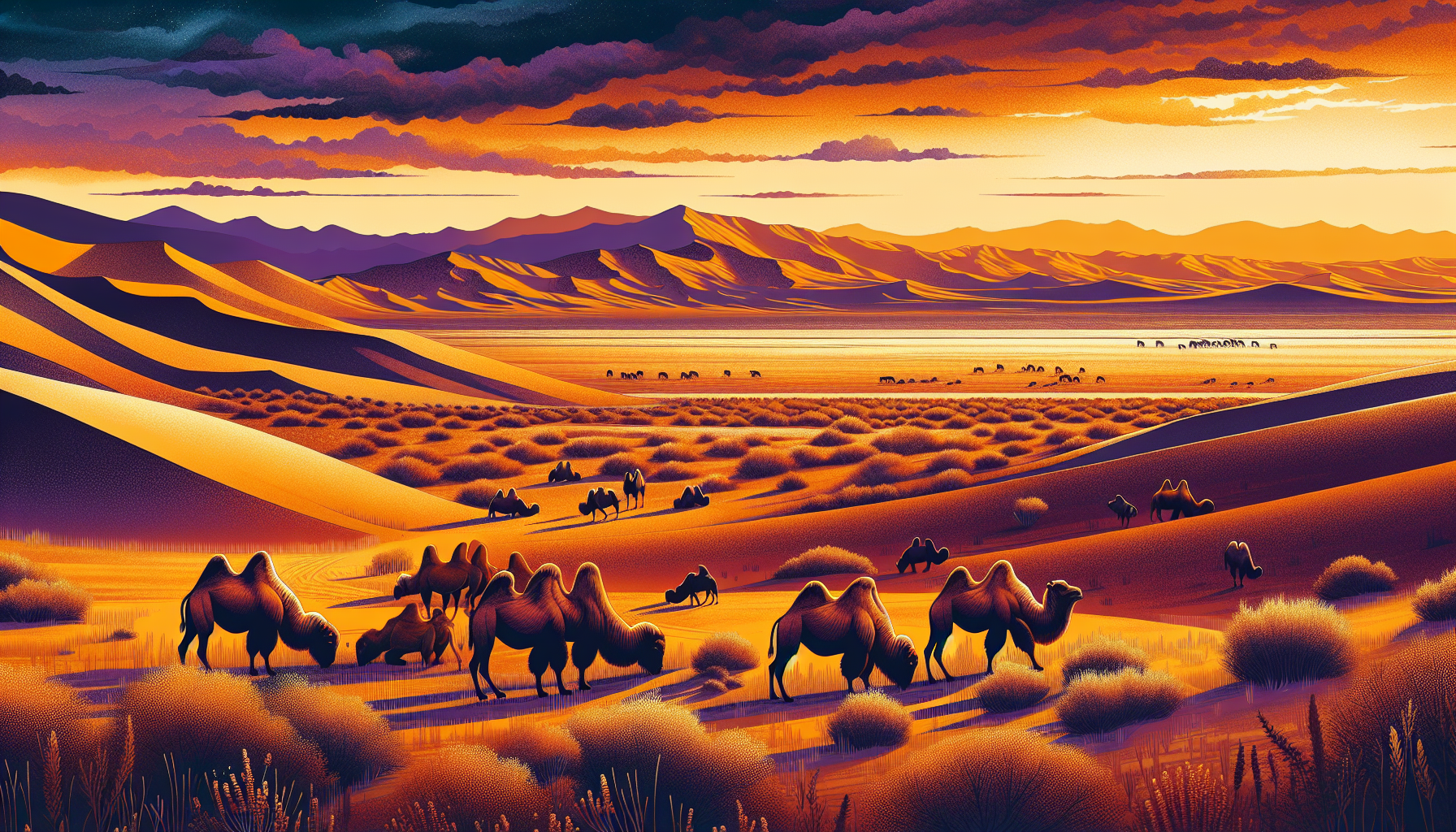 Illustration of Gobi Desert's autumn beauty