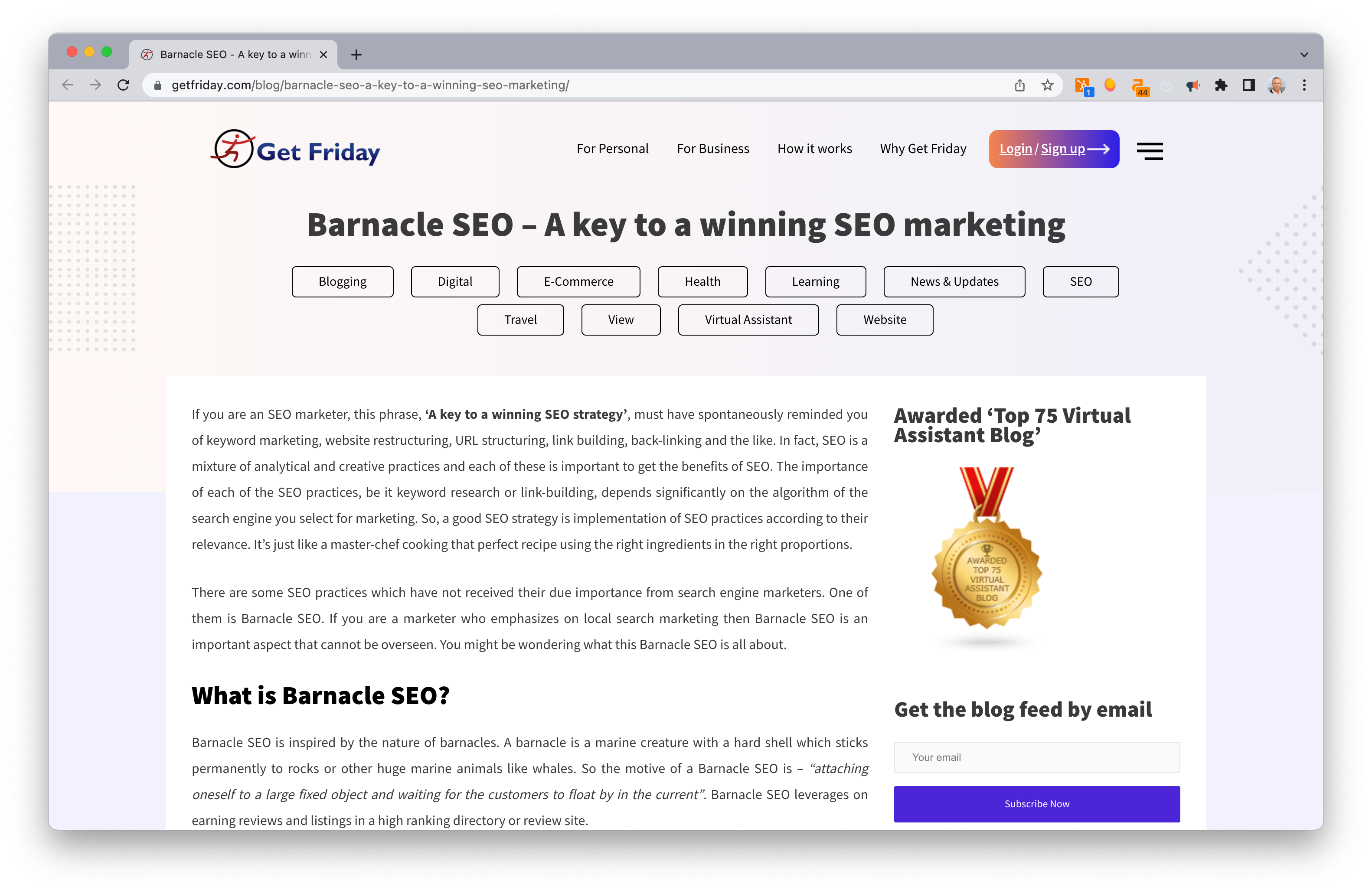 Screen Shot: Barnacle SEO: A Key to a Winning SEO Marketing