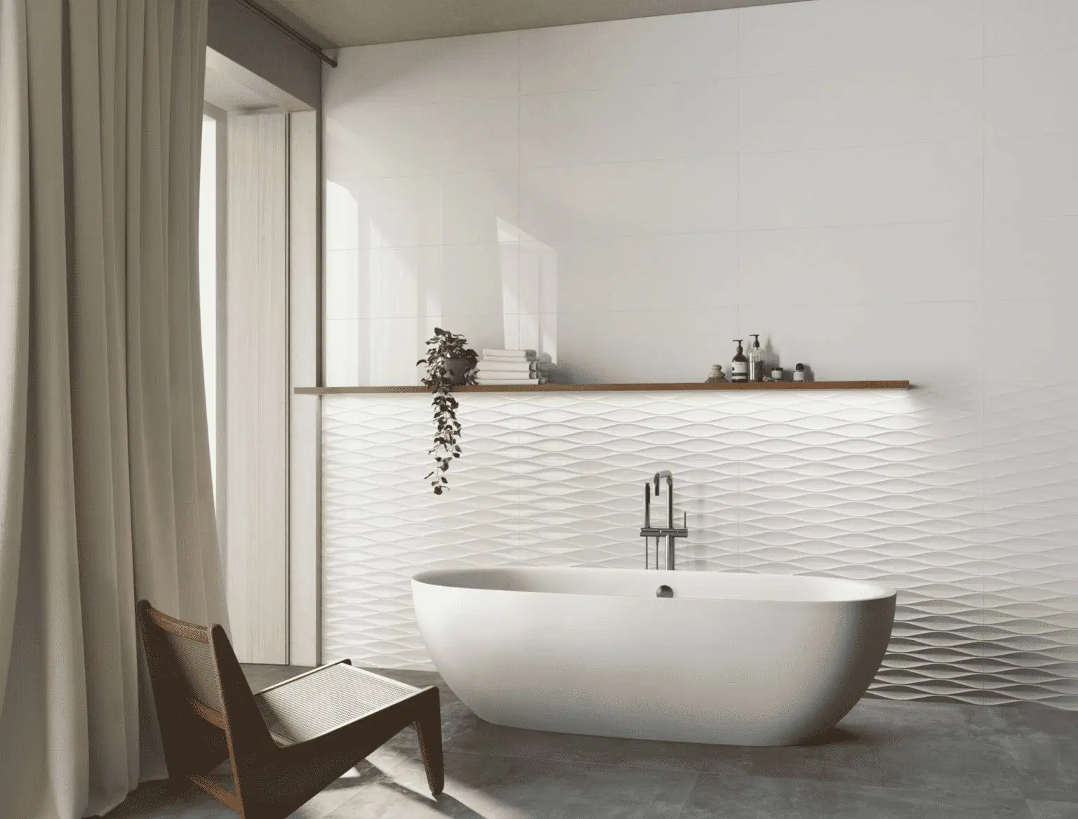 Ice Gloss White Bathroom Wall Tiles by Peronda are the perfect tiles for creating reflecting surfaces.