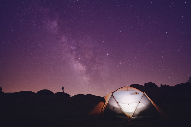Camping in a tent under the milkyway 