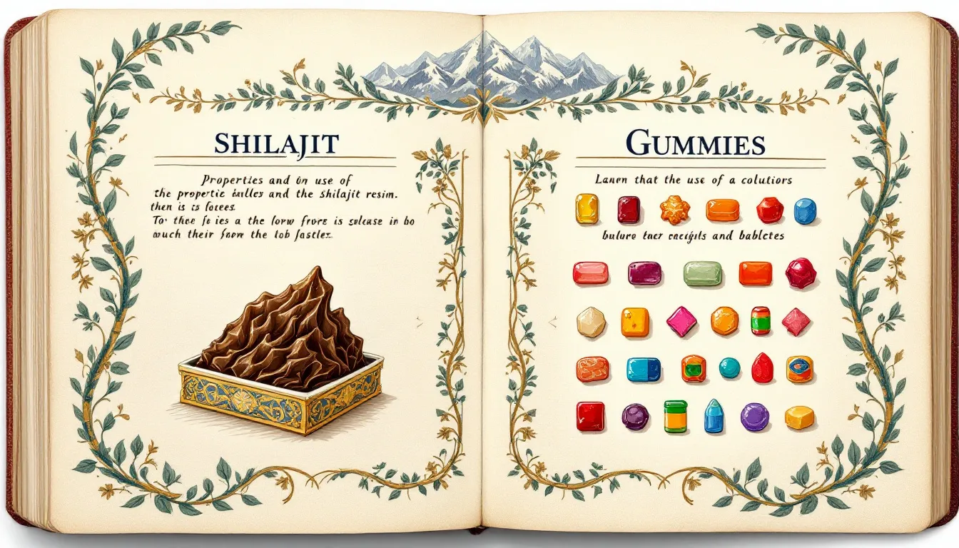 Comparison of shilajit resin and gummies.