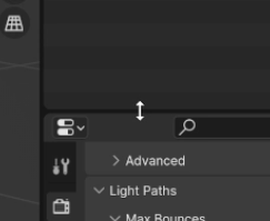 An image showing the icon displayed when moving the mouse to the top of a border of an area in blender 4.0