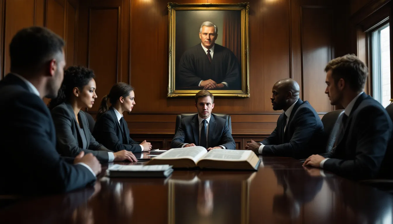 In the image, a group of experienced criminal defense attorneys is seen discussing strategies in a law office, emphasizing their commitment to guiding clients through the complex legal process. The scene illustrates the importance of having knowledgeable legal representation when facing serious criminal charges in Nashville, TN.