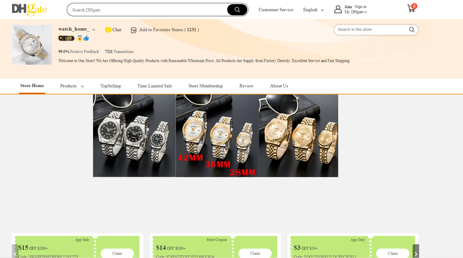 Watch Home Store specializes in designer watches, which are ideal for dropshippers targeting elegant watch enthusiasts. 