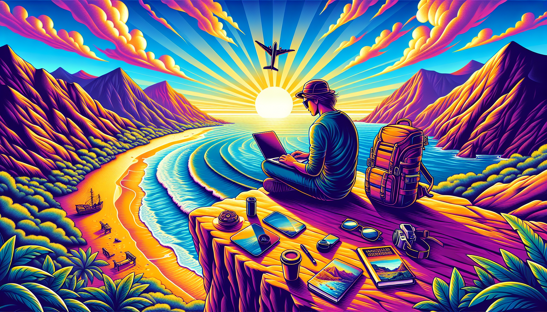 An illustration depicting the concept of digital nomad jobs.