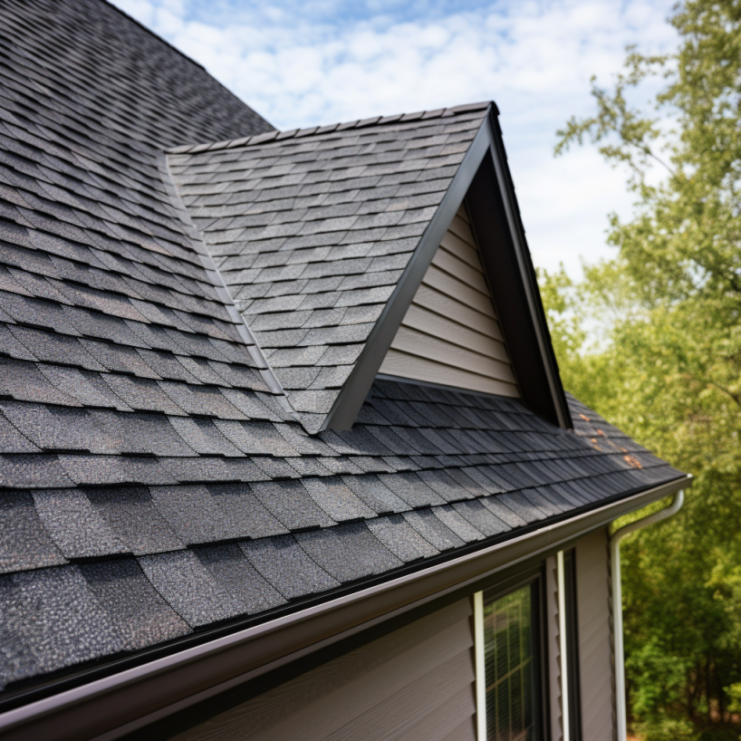 A roof with asphalt shingles and a drip edge