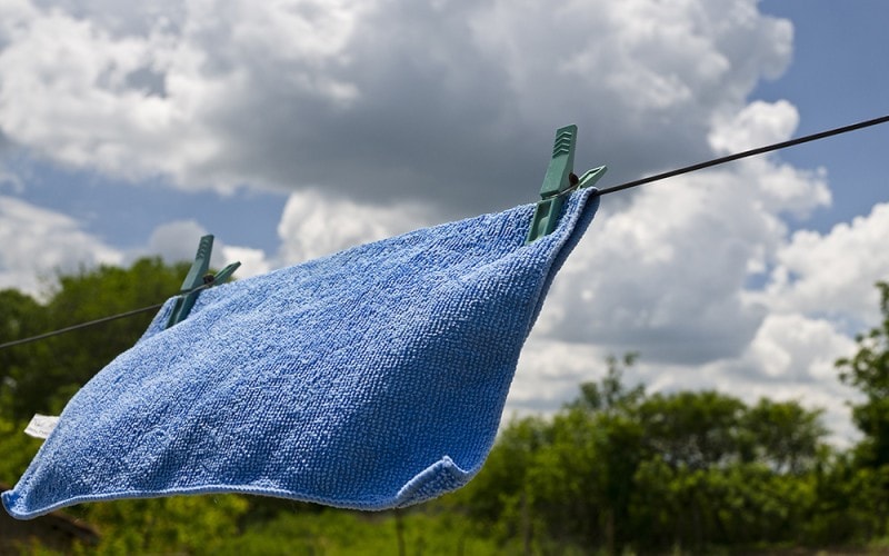 Microfiber cloth being air dried