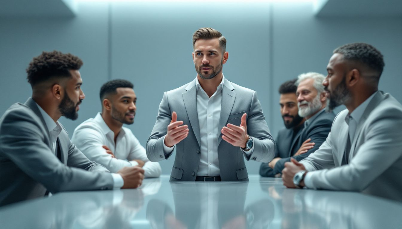 Are Testosterone OTC Products Worth It? Evaluating Their Effectiveness 5 A diverse group of men discussing the use of testosterone OTC supplements.