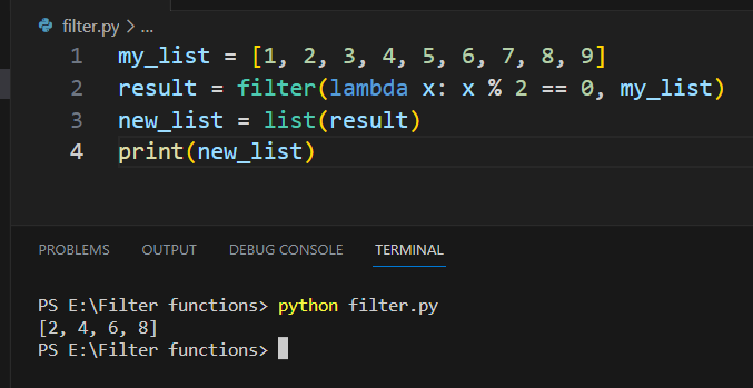 Using filter with lambda function