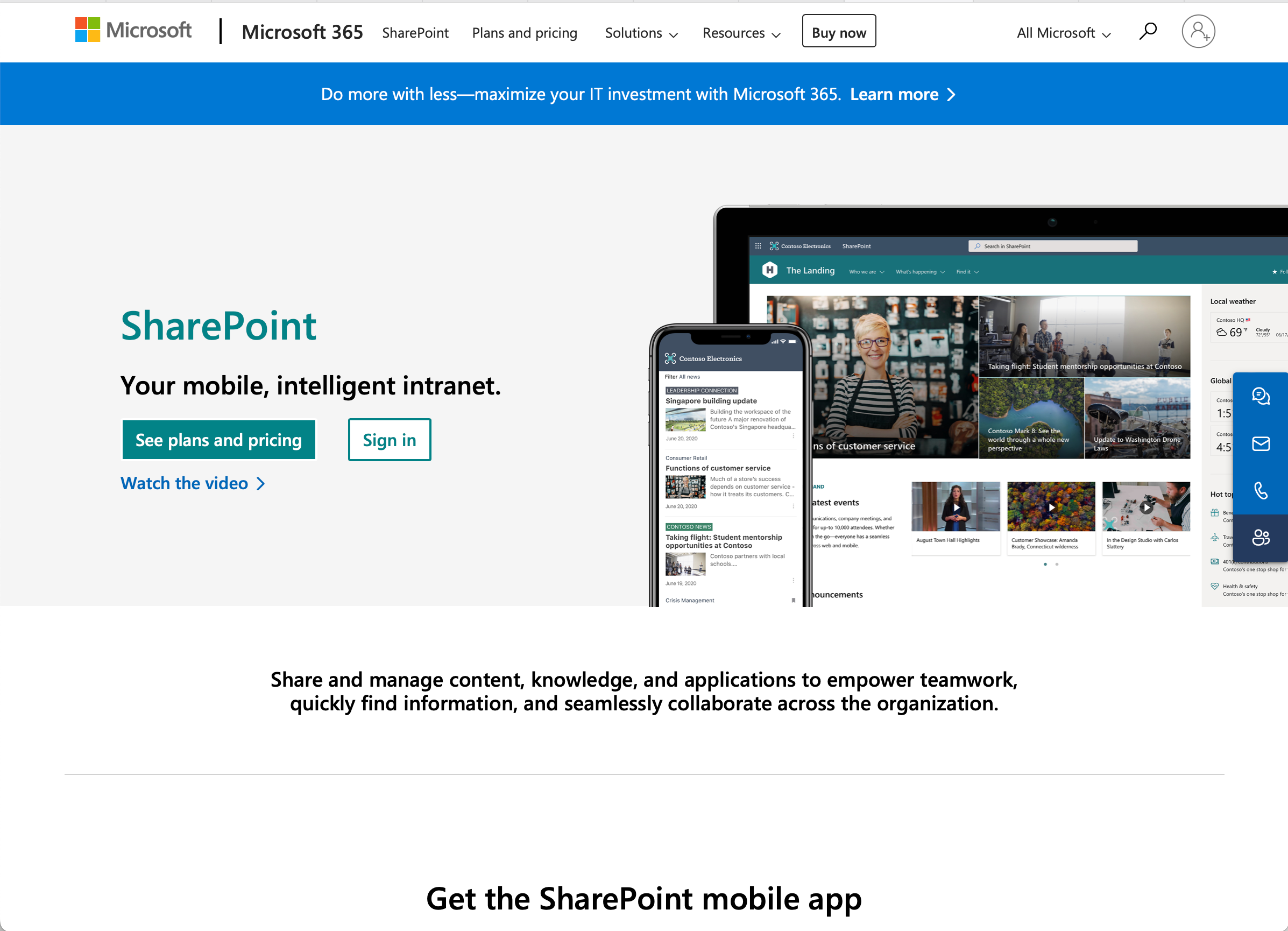 SharePoint Online homepage