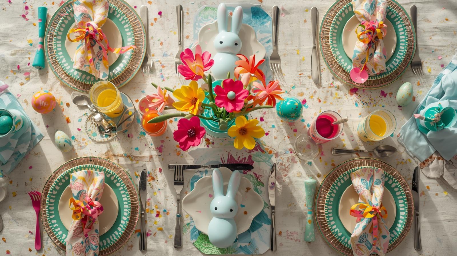 Vibrant pink and yellow accents for this years easter celebration around the table
