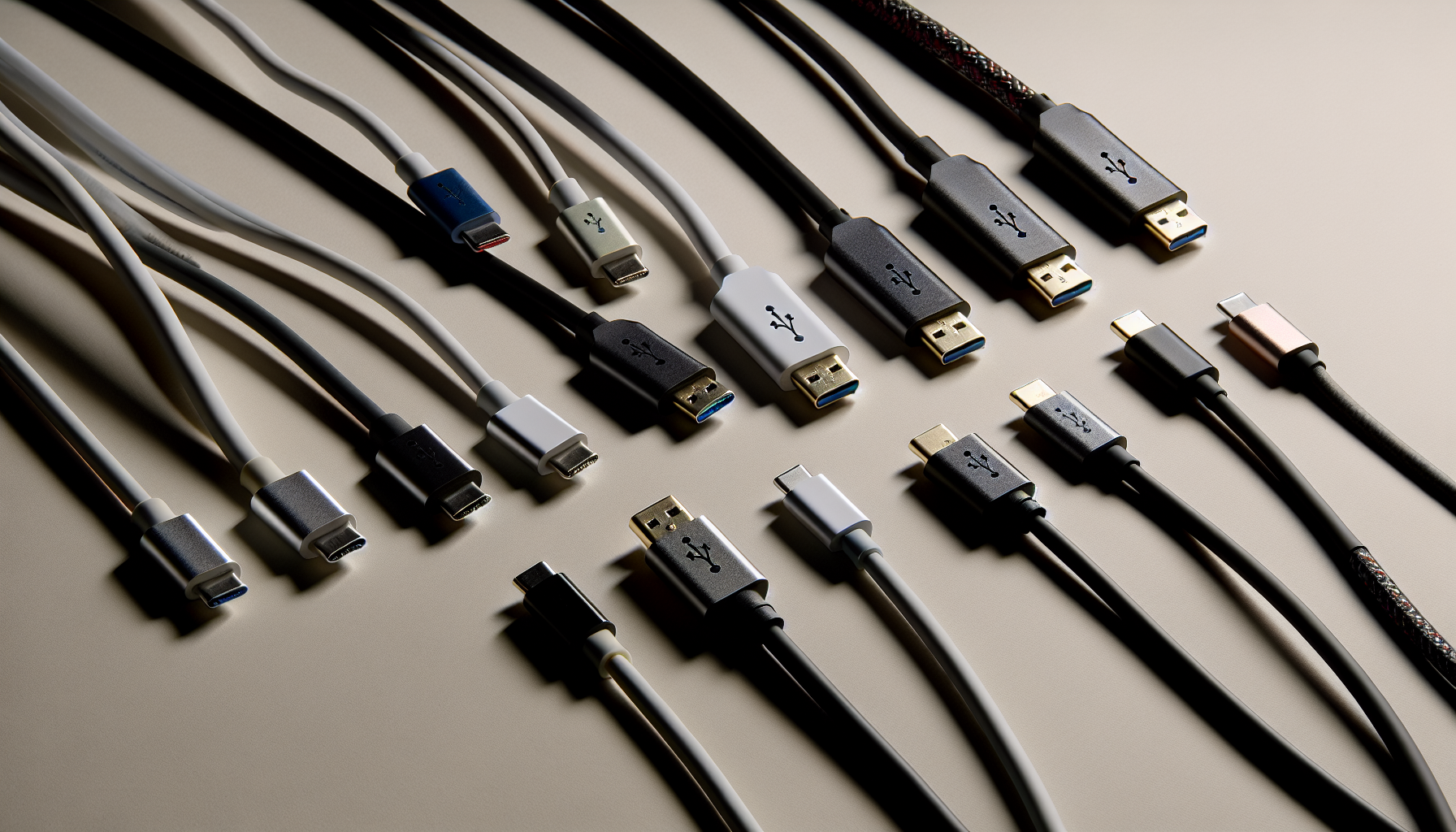 A collection of USB-C cables with different certifications