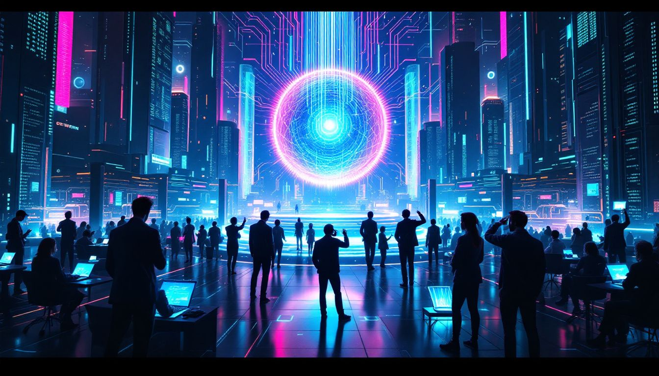 An illustration of generative AI tools enhancing content creation for social media.