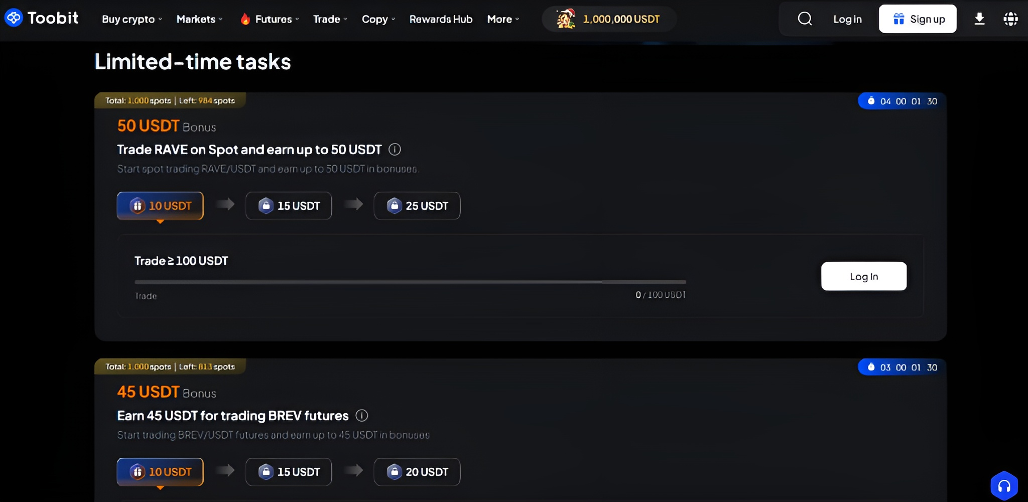 Toobit Limited-time tasks