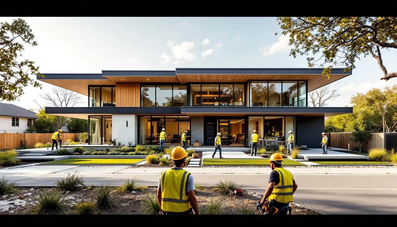 A dedicated team of home builders working on a custom home.