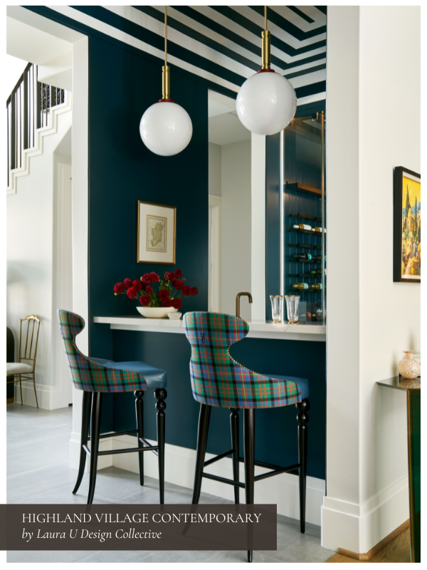 highland village contemporary bar with lacquered ceiling or ceiling wallpaper