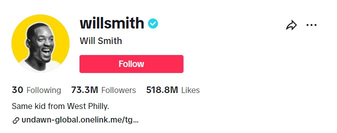 Profile of Will Smith @WILLSMITH