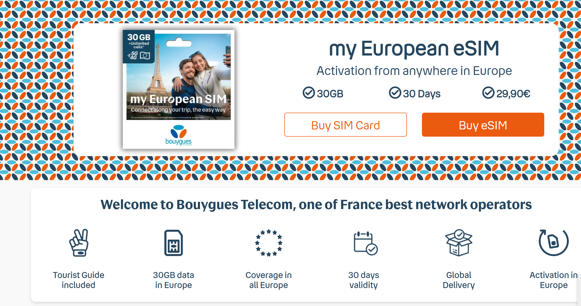 Angebotsseite von myEuropean SIM Stand März 2026