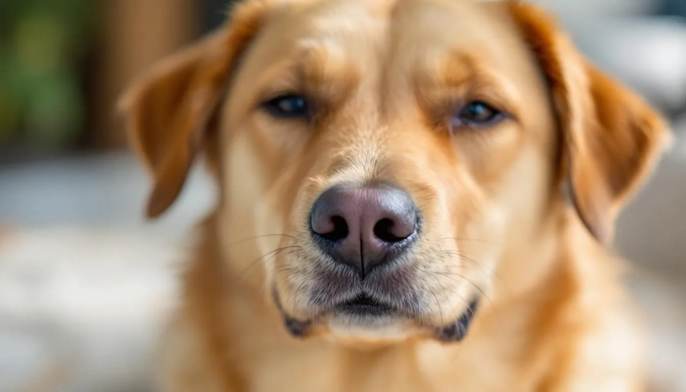 A close-up image captures a dog