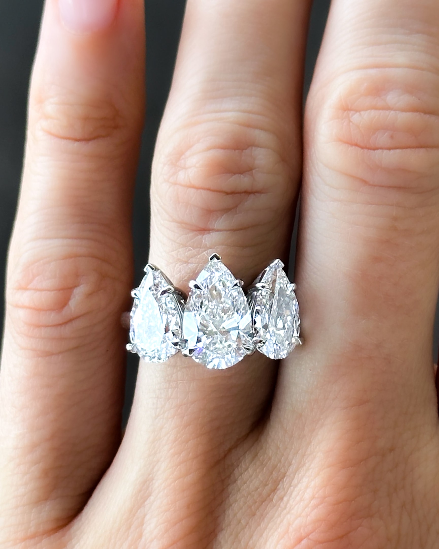 GOODSTONE Triad Engagement Ring With Pear Cut Diamonds