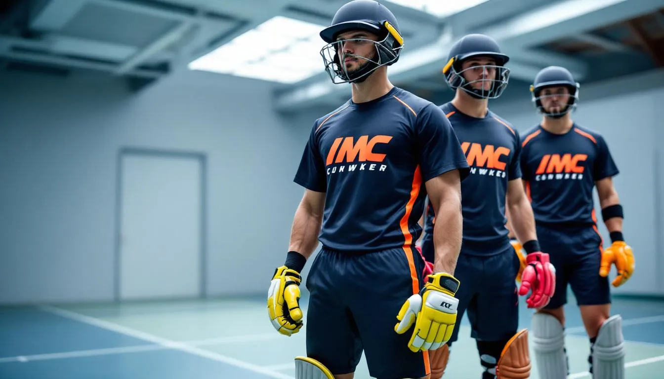 Indoor cricket clothing and accessories for players.