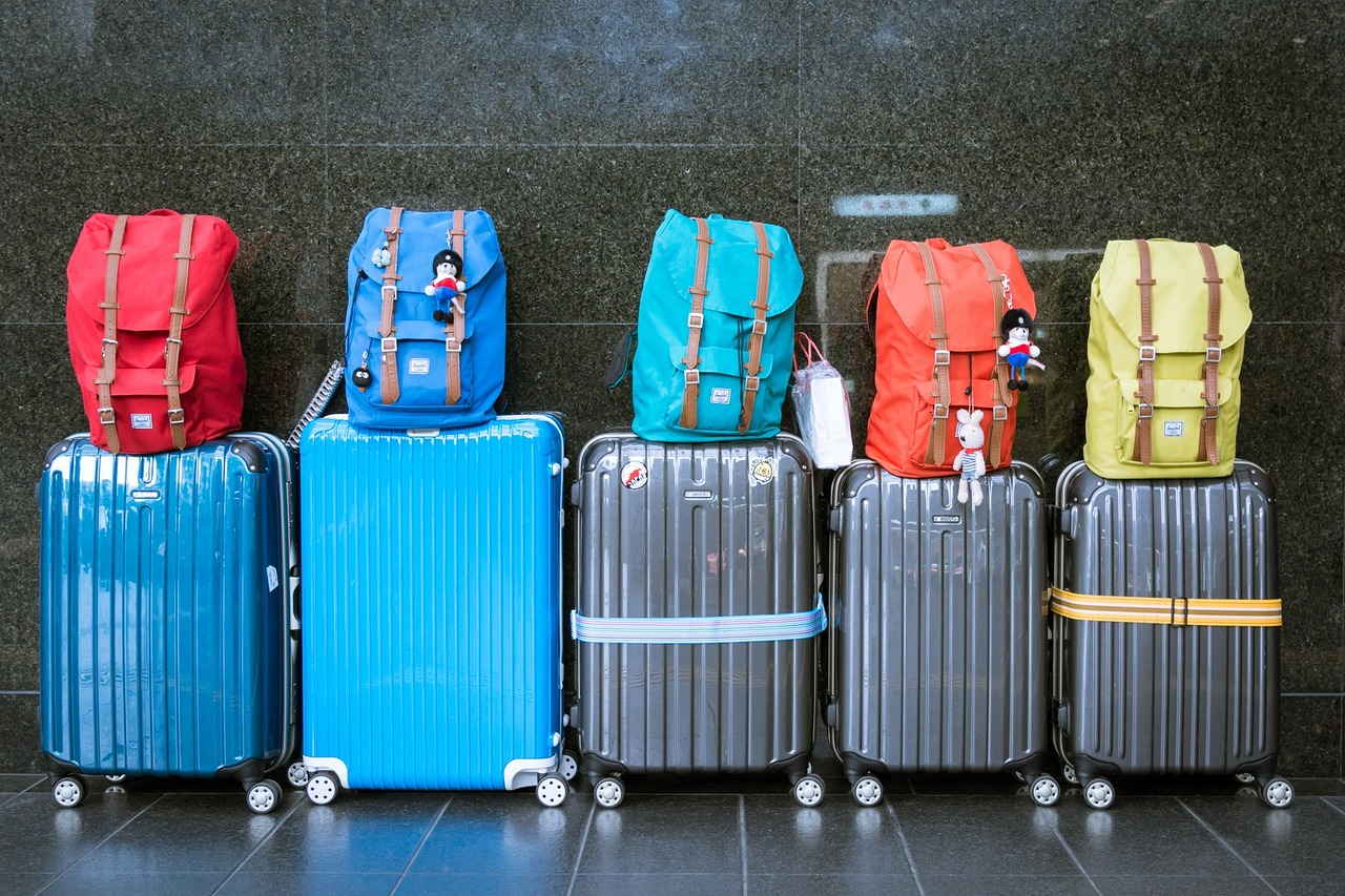 Heavy luggage and bags in an airport 