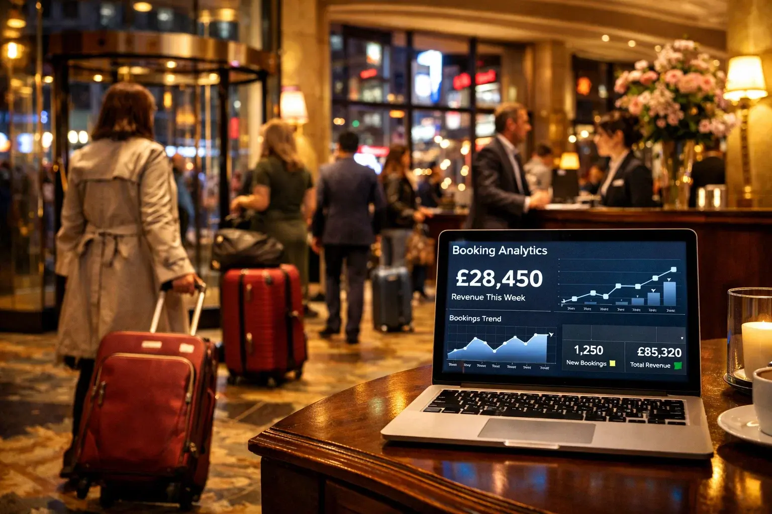 Busy hotel during a major event with increased travel demand.