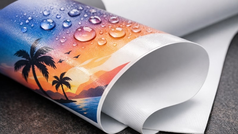Water resistant printing on vinyl sheet