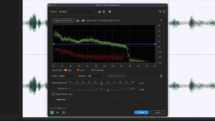 Adobe audition adaptive noise reduction настройка