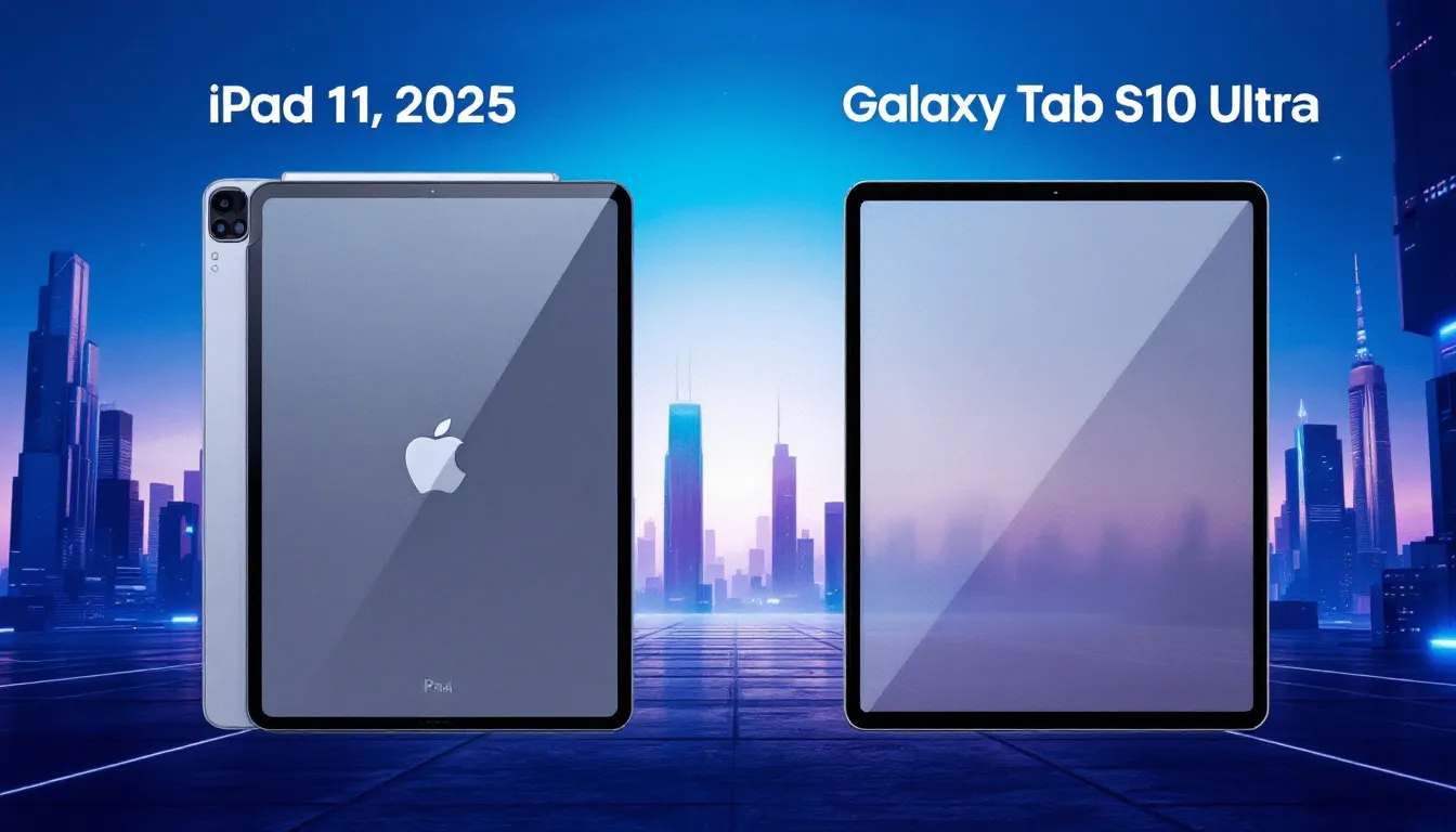 Comparaison entre le design de l'iPad 11 2025 et de la Galaxy Tab S10 Ultra.