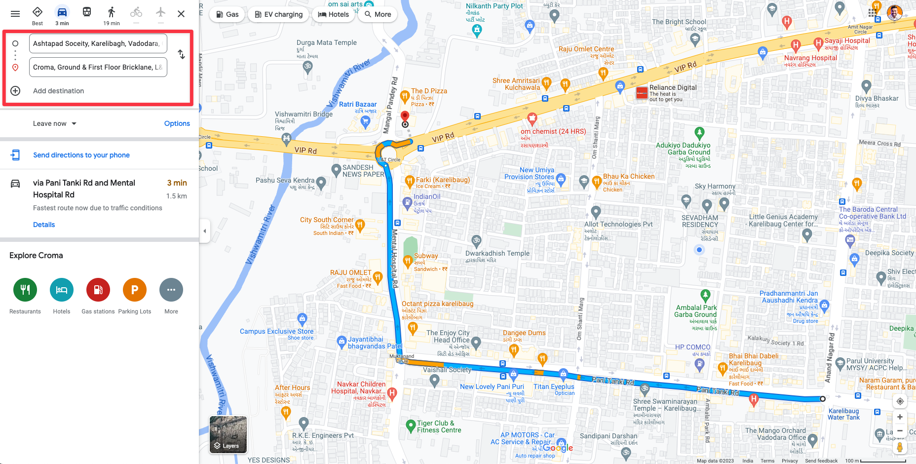 Remote.tools highlighting direction menu on Google Maps