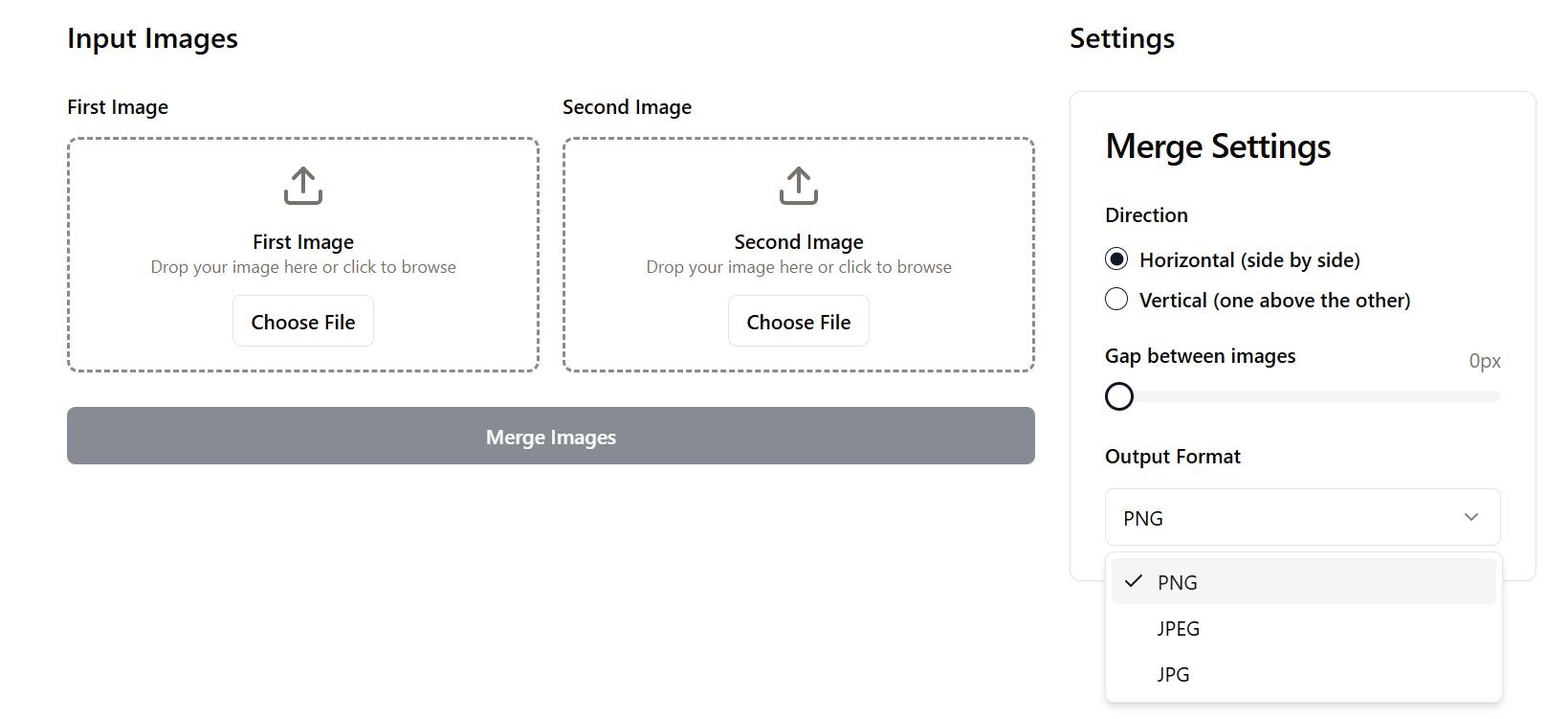 Zight online image merger interface
