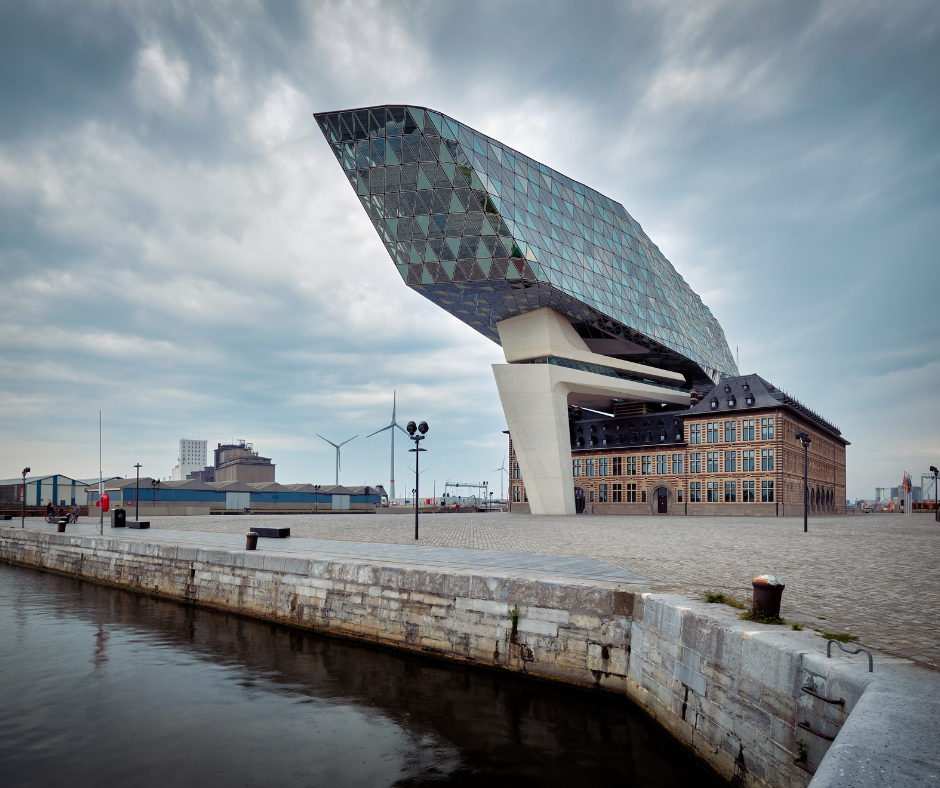 The Port Authority Building in Antwerp, completed by Hadid in 2016.