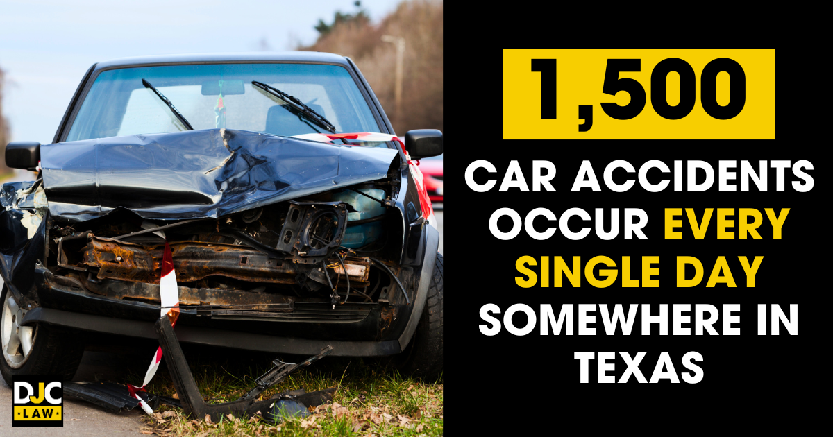 An image depicting the daily occurrence of car accidents in Texas, emphasizing the importance of safe driving practices.