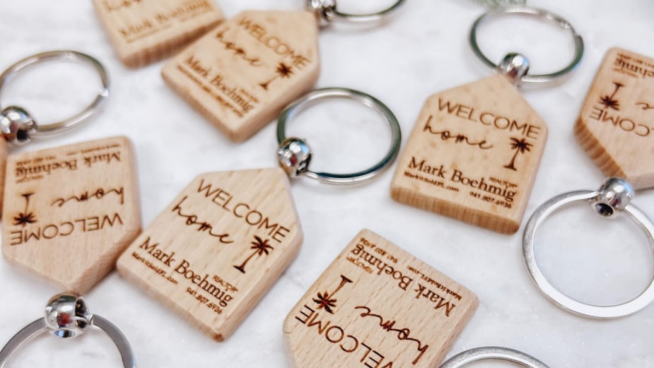 custom engraved keychains for a local business