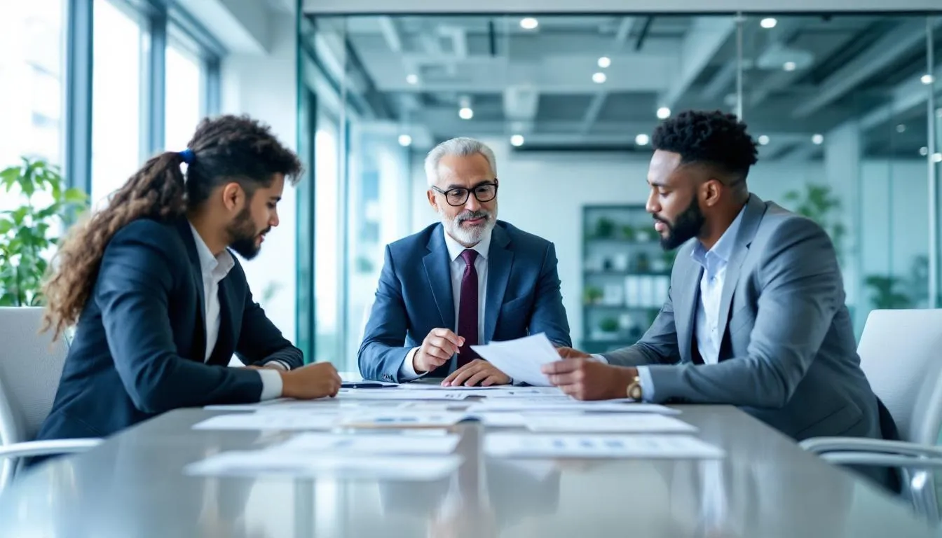 A group of international business professionals is gathered around a table, reviewing documentation related to the pharmaceutical supply chain. They are discussing aspects of the global pharmaceutical market, focusing on quality standards and the role of Indian pharmaceutical companies in meeting international demands for high-quality medicines.