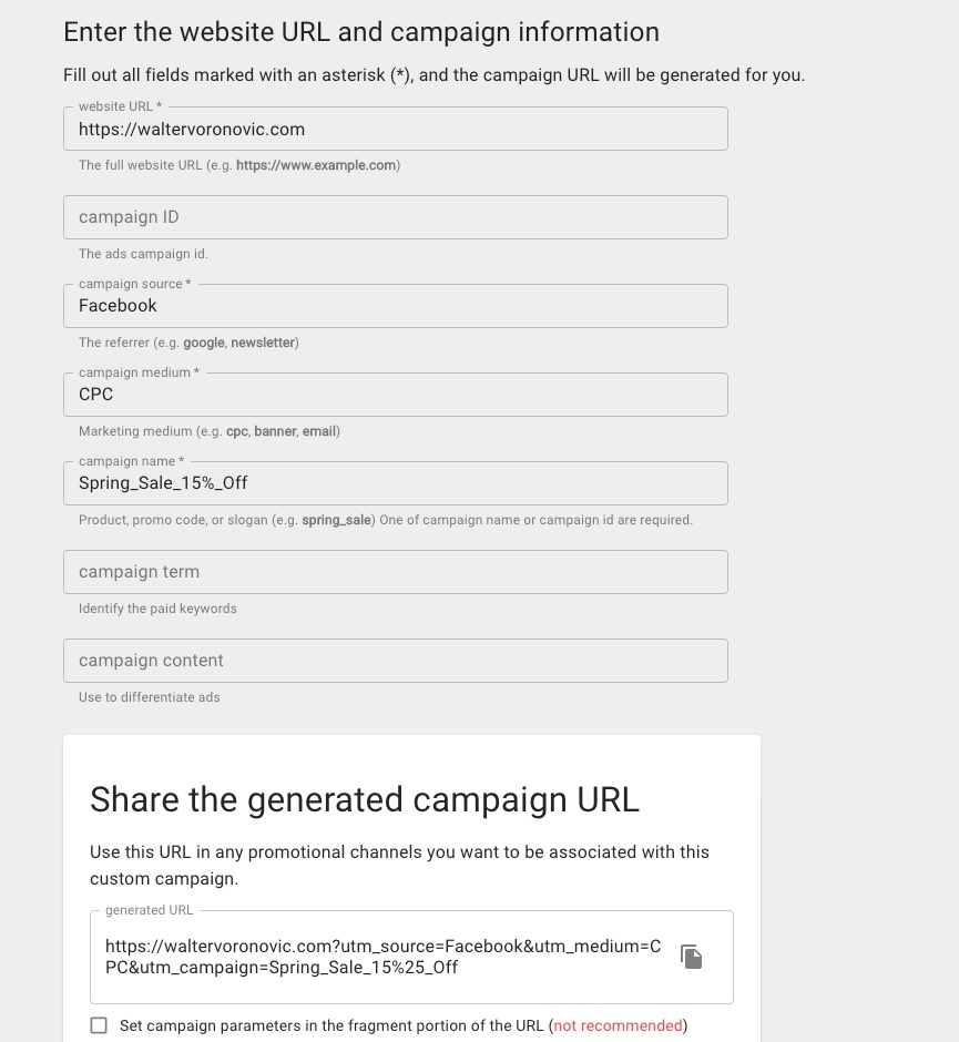 Track ad campaigns with UTM tracking URLs