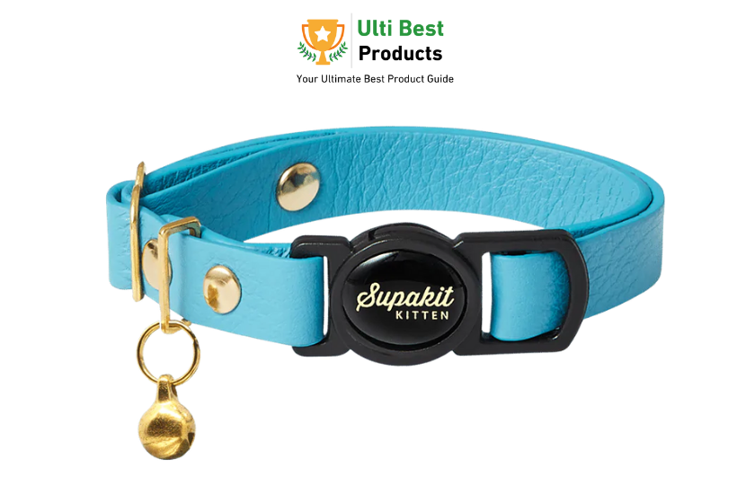 'Azure' Blue Breakaway Leather Cat Collar