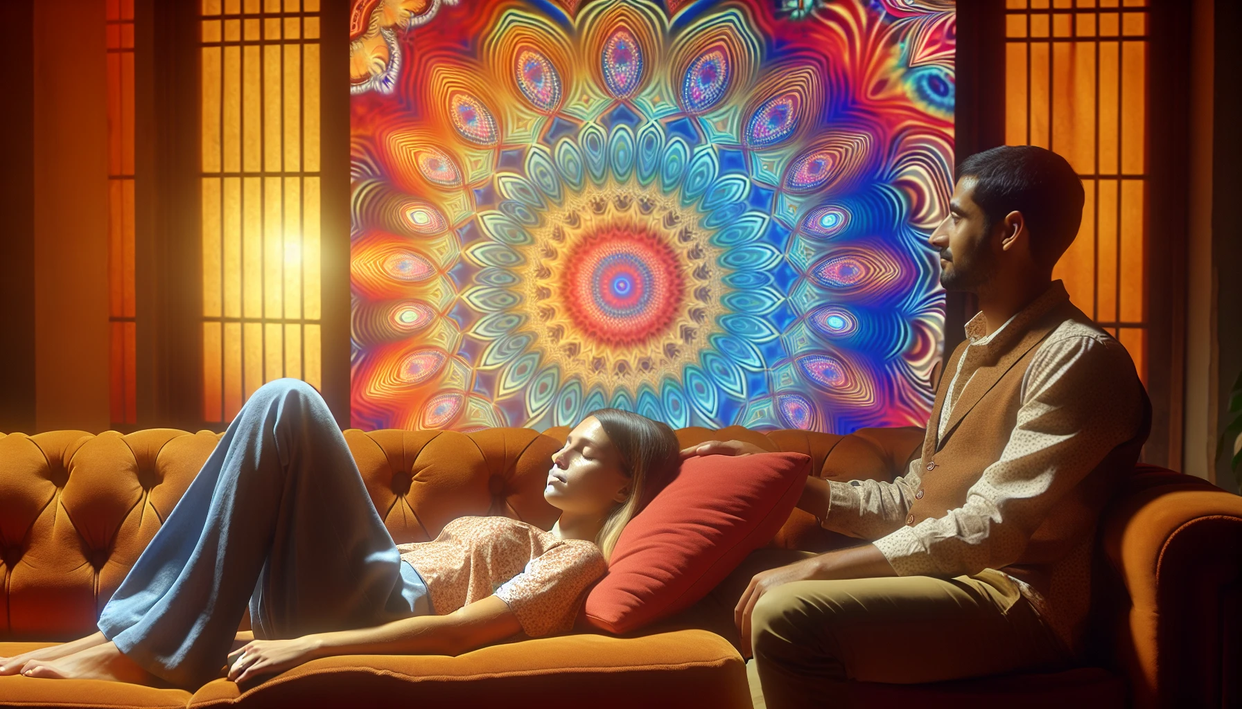 Psilocybin therapy session with a guide