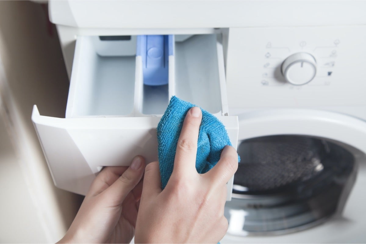 Clean the detergent drawer and fabric softener dispensers