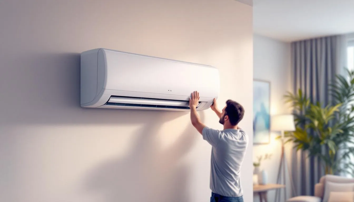 An illustration of the ease of installation of an air conditioning unit.