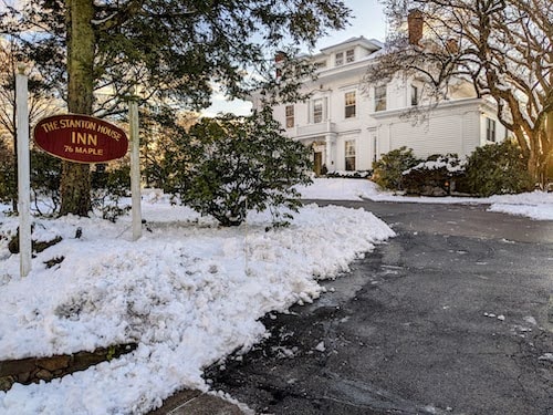 A winter wonderland surrounding Stanton House Inn, close to Long Island Sound